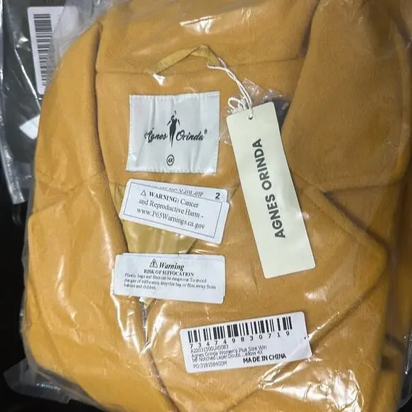 Agnes Orinda Women's Plus Size Notched Lapel Double Breasted Long Coat 4XL - Picture 6 of 6